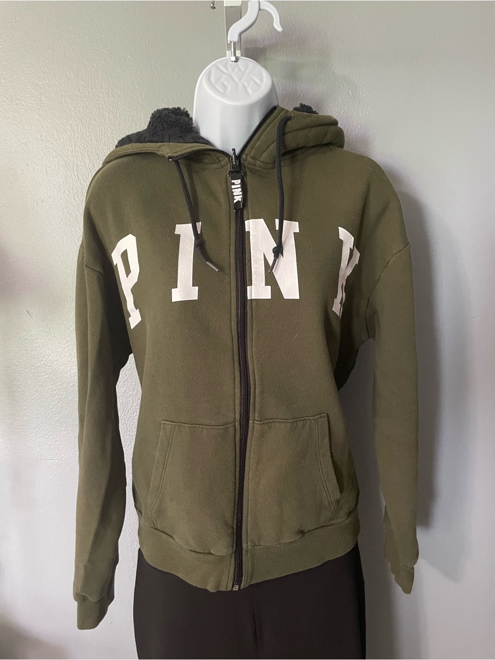 Victoria's Secret PINK Olive Green Zip-Up Hoodie